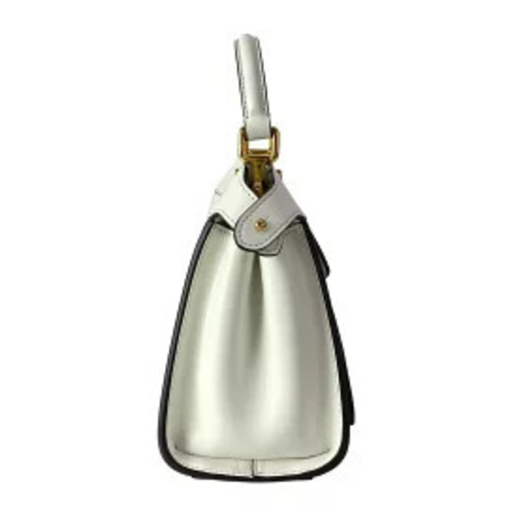 Fendi Peekaboo Iconic Handbag Flap Pocket White Leather